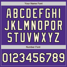 Load image into Gallery viewer, Custom Purple Cream-Black Bomber Full-Snap Varsity Letterman Split Fashion Jacket