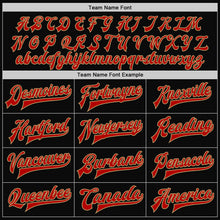 Load image into Gallery viewer, Custom Black Red-Old Gold Bomber Full-Snap Varsity Letterman Two Tone Jacket