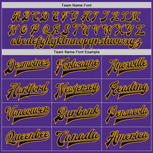 Load image into Gallery viewer, Custom Purple Black-Gold Bomber Full-Snap Varsity Letterman Two Tone Jacket