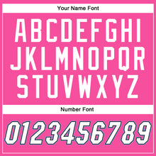 Load image into Gallery viewer, Custom Pink White Black-Light Blue Bomber Full-Snap Varsity Letterman Jacket