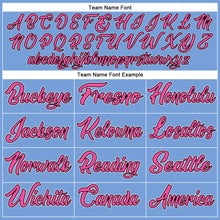 Load image into Gallery viewer, Custom Light Blue Pink-Black Bomber Full-Snap Varsity Letterman Two Tone Jacket