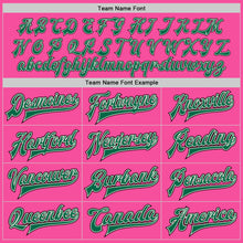 Load image into Gallery viewer, Custom Pink Kelly Green Cream-Black Bomber Full-Snap Varsity Letterman Split Fashion Jacket