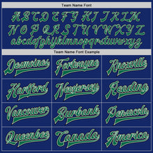 Load image into Gallery viewer, Custom Royal Kelly Green Cream-Black Bomber Full-Snap Varsity Letterman Jacket