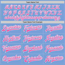 Load image into Gallery viewer, Custom Light Blue Pink-White Bomber Full-Snap Varsity Letterman Two Tone Jacket