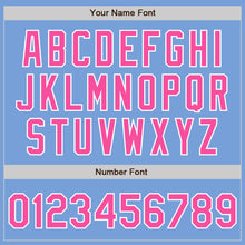 Load image into Gallery viewer, Custom Light Blue Pink-White Bomber Full-Snap Varsity Letterman Two Tone Jacket