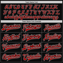 Load image into Gallery viewer, Custom Black Red-Gray Bomber Full-Snap Varsity Letterman Two Tone Jacket