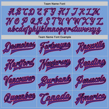 Load image into Gallery viewer, Custom Light Blue Pink Black-Purple Bomber Full-Snap Varsity Letterman Jacket