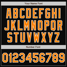 Load image into Gallery viewer, Custom Black Bay Orange-White Bomber Full-Snap Varsity Letterman Jacket
