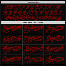 Load image into Gallery viewer, Custom Black Red Bomber Full-Snap Varsity Letterman Jacket
