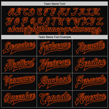 Load image into Gallery viewer, Custom Black Orange Bomber Full-Snap Varsity Letterman Jacket