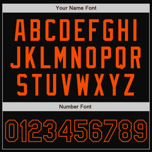 Load image into Gallery viewer, Custom Black Orange Bomber Full-Snap Varsity Letterman Jacket