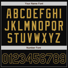 Load image into Gallery viewer, Custom Black Old Gold Bomber Full-Snap Varsity Letterman Jacket