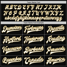 Load image into Gallery viewer, Custom Black White-Old Gold Bomber Full-Snap Varsity Letterman Jacket