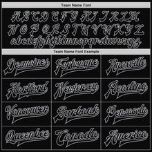 Load image into Gallery viewer, Custom Black Gray Bomber Full-Snap Varsity Letterman Jacket