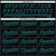 Load image into Gallery viewer, Custom Black Teal Bomber Full-Snap Varsity Letterman Jacket