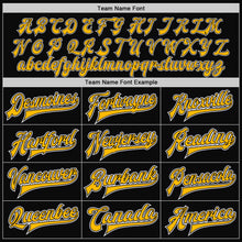 Load image into Gallery viewer, Custom Black Gold-White Bomber Full-Snap Varsity Letterman Jacket