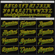Load image into Gallery viewer, Custom Black Green-Gold Bomber Full-Snap Varsity Letterman Jacket