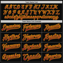 Load image into Gallery viewer, Custom Black Crimson-Gold Bomber Full-Snap Varsity Letterman Jacket