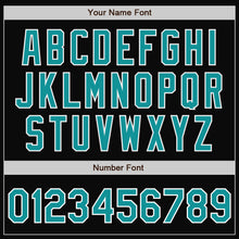 Load image into Gallery viewer, Custom Black Teal-White Bomber Full-Snap Varsity Letterman Jacket