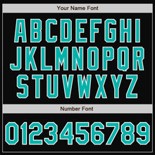 Load image into Gallery viewer, Custom Black Aqua-White Bomber Full-Snap Varsity Letterman Jacket