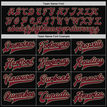 Load image into Gallery viewer, Custom Black Crimosn-City Cream Bomber Full-Snap Varsity Letterman Jacket