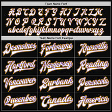Load image into Gallery viewer, Custom Black White Purple-Gold Bomber Full-Snap Varsity Letterman Jacket