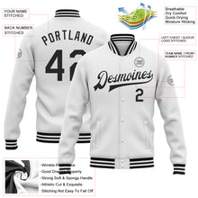 Load image into Gallery viewer, Custom White Black Bomber Full-Snap Varsity Letterman Jacket