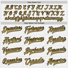 Load image into Gallery viewer, Custom White Old Gold-Black Bomber Full-Snap Varsity Letterman Jacket