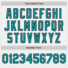 Load image into Gallery viewer, Custom White Teal-Black Bomber Full-Snap Varsity Letterman Jacket