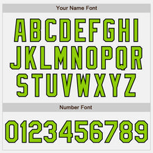 Load image into Gallery viewer, Custom White Neon Green-Black Bomber Full-Snap Varsity Letterman Jacket