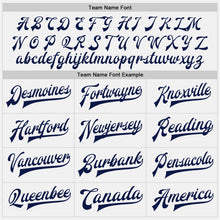 Load image into Gallery viewer, Custom White Navy Bomber Full-Snap Varsity Letterman Jacket