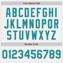 Load image into Gallery viewer, Custom White Teal-Gray Bomber Full-Snap Varsity Letterman Jacket