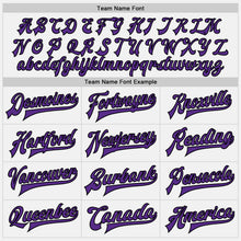 Load image into Gallery viewer, Custom White Purple-Black Bomber Full-Snap Varsity Letterman Jacket