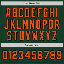 Load image into Gallery viewer, Custom Green Orange-Black Bomber Full-Snap Varsity Letterman Jacket