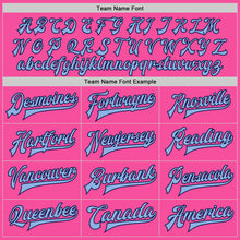 Load image into Gallery viewer, Custom Pink Light Blue-Navy Bomber Full-Snap Varsity Letterman Jacket