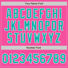 Load image into Gallery viewer, Custom Pink Aqua-White Bomber Full-Snap Varsity Letterman Jacket