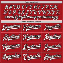 Load image into Gallery viewer, Custom Red White-Black Bomber Full-Snap Varsity Letterman Jacket