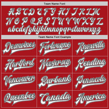 Load image into Gallery viewer, Custom Red White Black-Gray Bomber Full-Snap Varsity Letterman Jacket