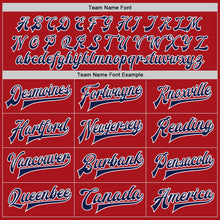 Load image into Gallery viewer, Custom Red Navy-White Bomber Full-Snap Varsity Letterman Jacket