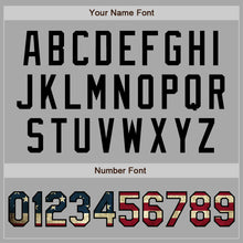 Load image into Gallery viewer, Custom Gray Vintage USA Flag Black-Cream Bomber Full-Snap Varsity Letterman Jacket