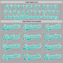 Load image into Gallery viewer, Custom Gray Aqua-White Bomber Full-Snap Varsity Letterman Jacket