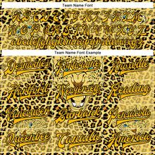 Load image into Gallery viewer, Custom Gold Black Leopard 3D Pattern Design Bomber Full-Snap Varsity Letterman Jacket