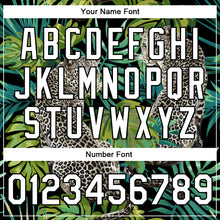Load image into Gallery viewer, Custom Black White Leopard And Tropical Palm Plants 3D Bomber Full-Snap Varsity Letterman Jacket