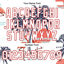 Load image into Gallery viewer, Custom White Red Flamingo And Tropical Hawaii Palm Tree 3D Bomber Full-Snap Varsity Letterman Jacket