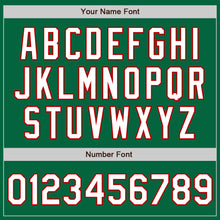 Load image into Gallery viewer, Custom Kelly Green White-Red Bomber Full-Snap Varsity Letterman Jacket