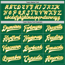 Load image into Gallery viewer, Custom Kelly Green White-Gold Bomber Full-Snap Varsity Letterman Jacket