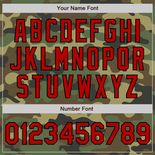 Load image into Gallery viewer, Custom Camo Red-Black Bomber Full-Snap Varsity Letterman Salute To Service Jacket