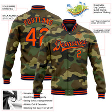 Load image into Gallery viewer, Custom Camo Orange-Navy Bomber Full-Snap Varsity Letterman Salute To Service Jacket