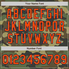 Load image into Gallery viewer, Custom Camo Orange-Navy Bomber Full-Snap Varsity Letterman Salute To Service Jacket