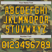 Load image into Gallery viewer, Custom Camo Gold-Navy Bomber Full-Snap Varsity Letterman Salute To Service Jacket